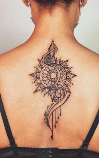 Mandala Moon and Sun Tattoo