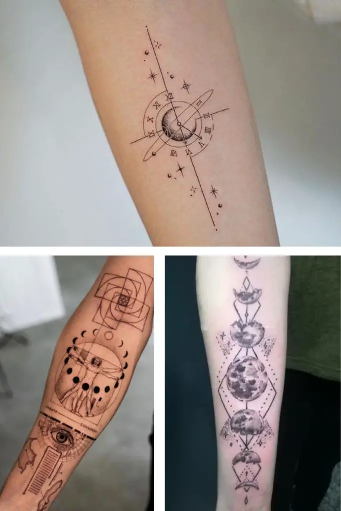 Geometric Moon Tattoo