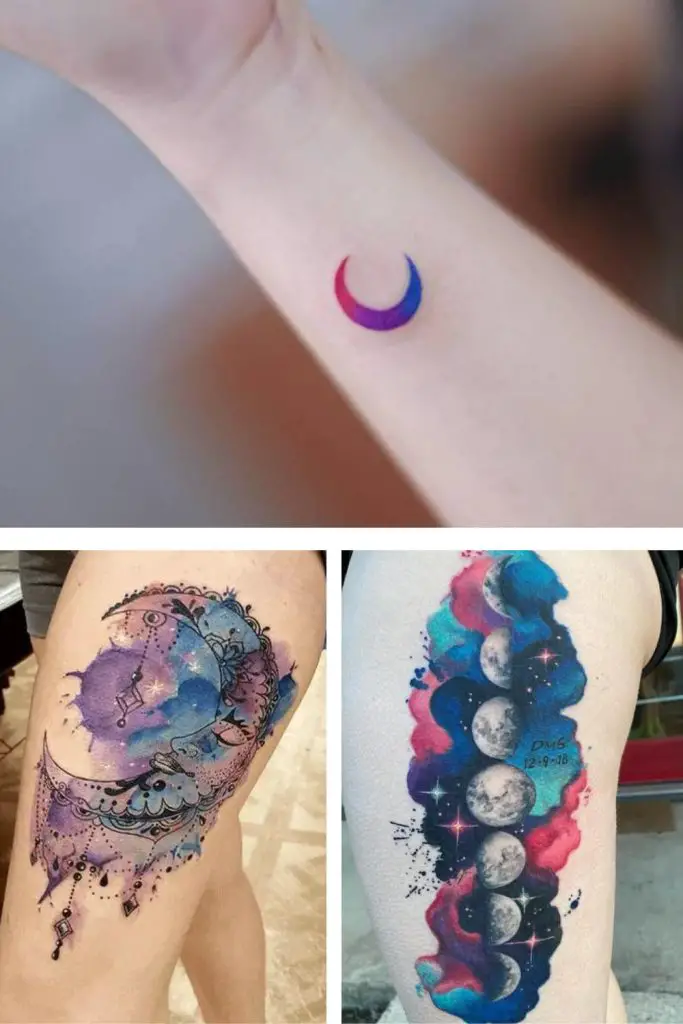 Watercolor Moon Tattoo