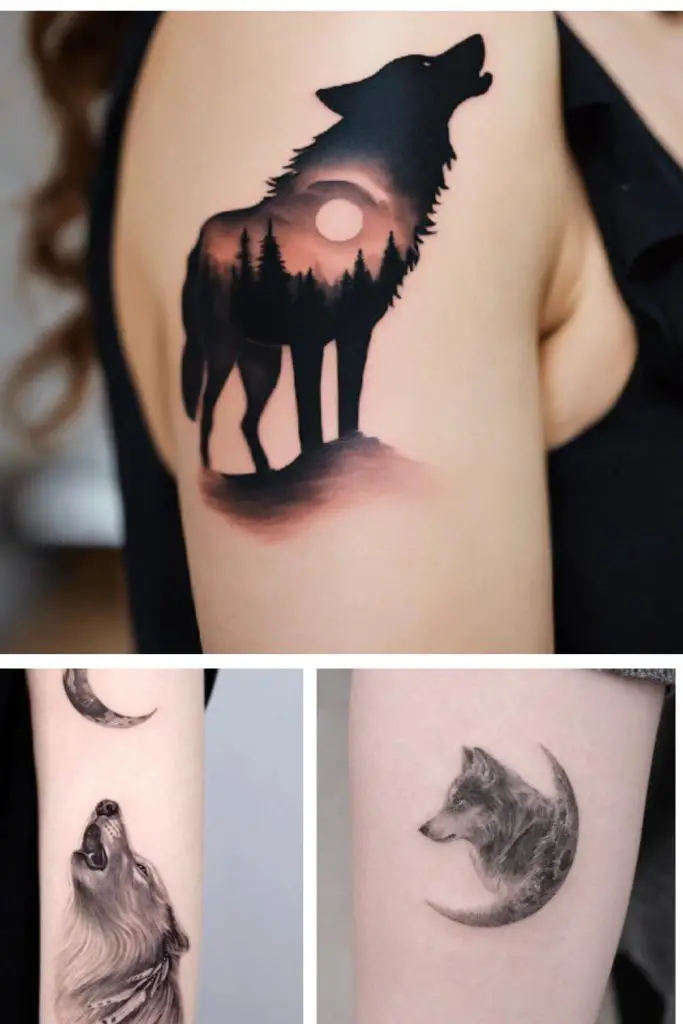 Wolf and Crescent Moon