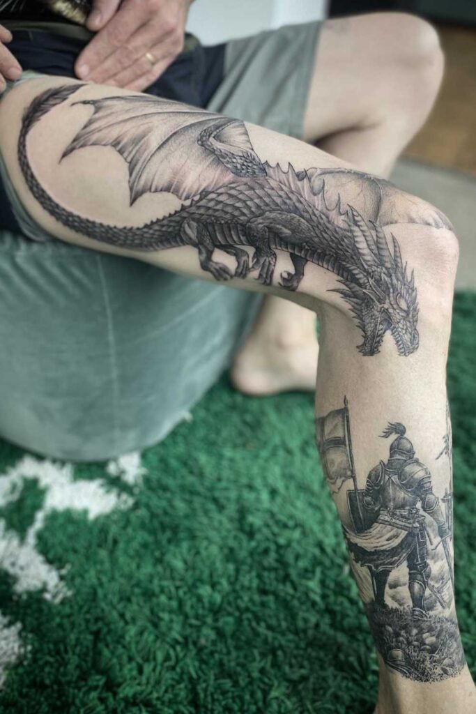 Dragon Leg Tattoos