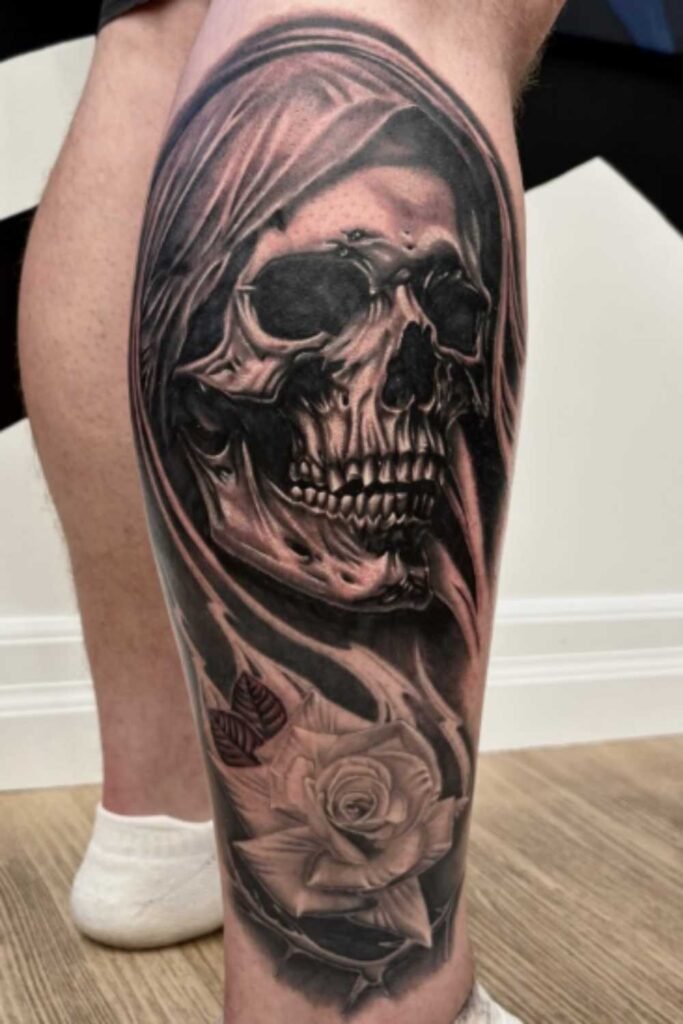 Skull Tattoos on Calf